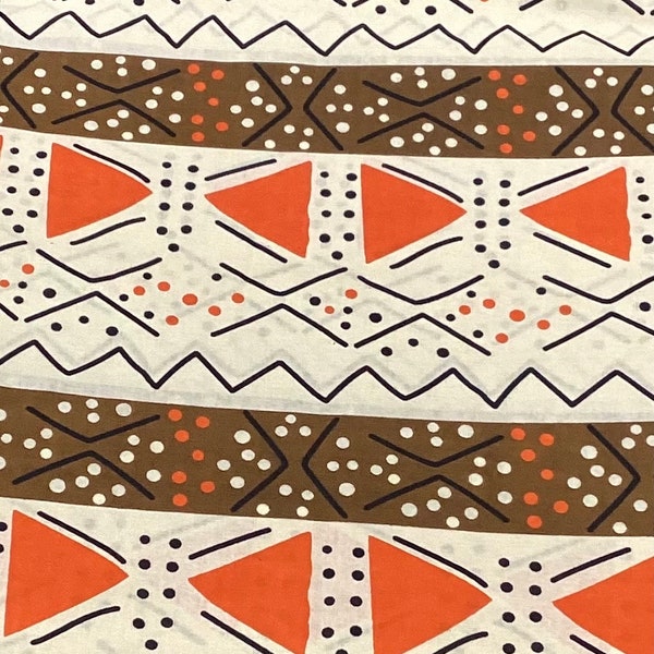 African Print Fabric, bow ties, zig zags, dots, orange, diamonds