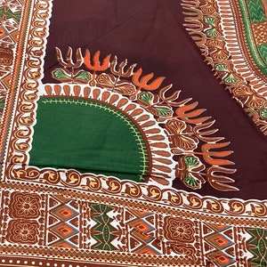 African Dashiki Fabric, brown, green, red, yellow **[2 yard minimum]**