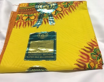 Dashiki African Print Fabric, YELLOW **[2 yard minimum]**