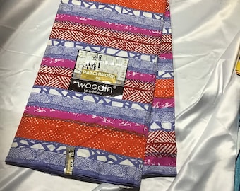 Woodin Patchwork Stoff - lila, magenta, orange, blau **[2 YARD MINIMUM]**