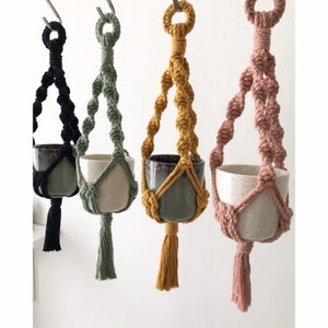 DIY Kit Macrame, Mini Plant Hanger Josephine, recycled cotton, pdf PATTERN TUTORIAL