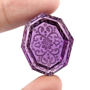 Rare Amethyst Carving Gemstone, Fantasy Cut Gemstone, 28x23mm, Handmade Carving Gemstone, Use For Jewelry, Gift For Her, Handmade Jewelry,