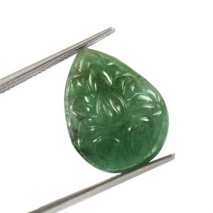 希少な天然エメラルド彫刻、15.15カラットの大きな彫刻されたエメラルド宝石、ペンダント用の両面彫刻石、5月の誕生石