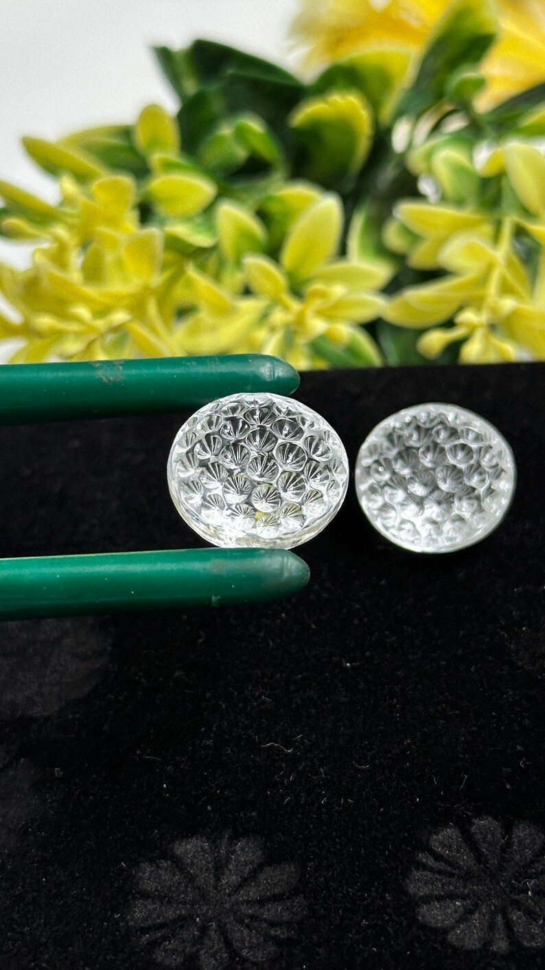 Light Refraction Pattern Natural Rock Crystal Gemstone Hand Carved Stone Gift for Her Jewelry ...