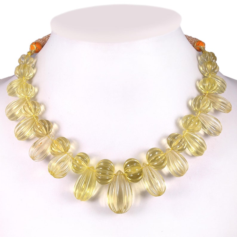 Natural Lemon quartz shape almonds /& muskmelon carving gemstone hand carved 33 pcs size 28x16x11 to 10x10x8 mm k-220 weight 431 crt