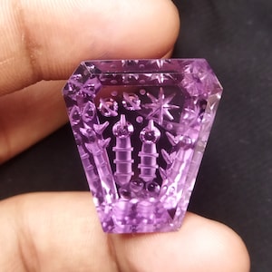 Natural Amethyst Fantasy Cut Carving Fancy Gemstone Hand Carved  Fantasy Cut +AAAA Genuine and Natural Stone.