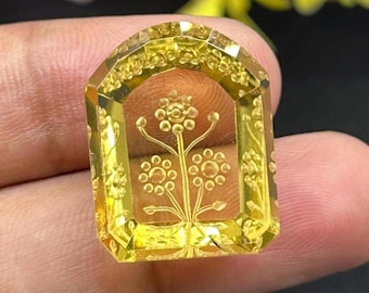 Fantasy Cut Lemon Quartz Gemstone, Handmade Carved Stone Jewelry Making