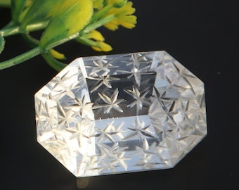 Natural Crystal Quartz Fantasy Cut Carving Gemstone Fancy Pendant/Ring Jewelry Making