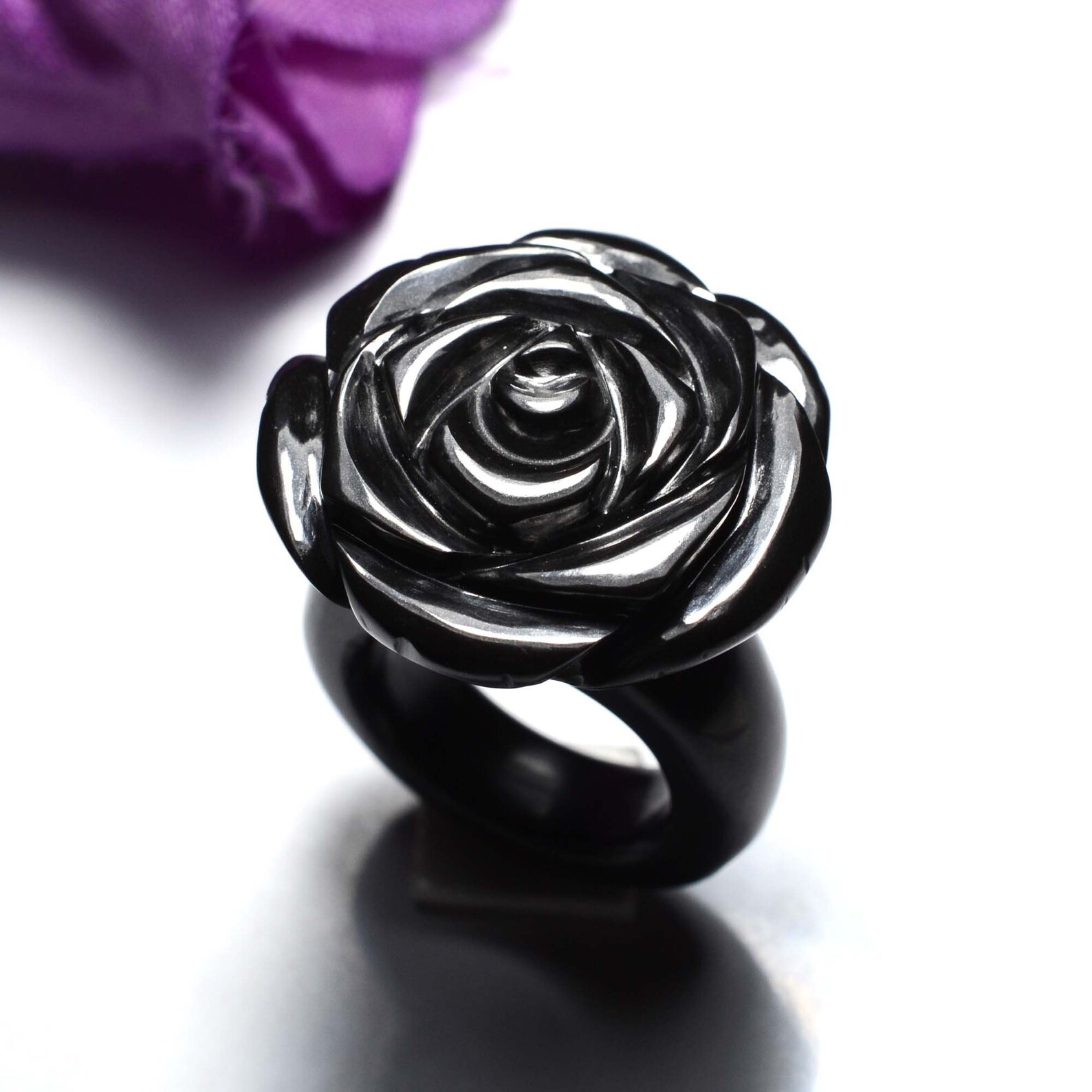 Natural Black Jade Ring Natural gemstone ring Natural Black Etsy