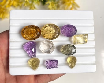 Natural Semi precious Amethyst , Lemon Topaz , Green Amethyst , Rock Crystal , Purple Amethyst , Honey Quartz Jewelry Making