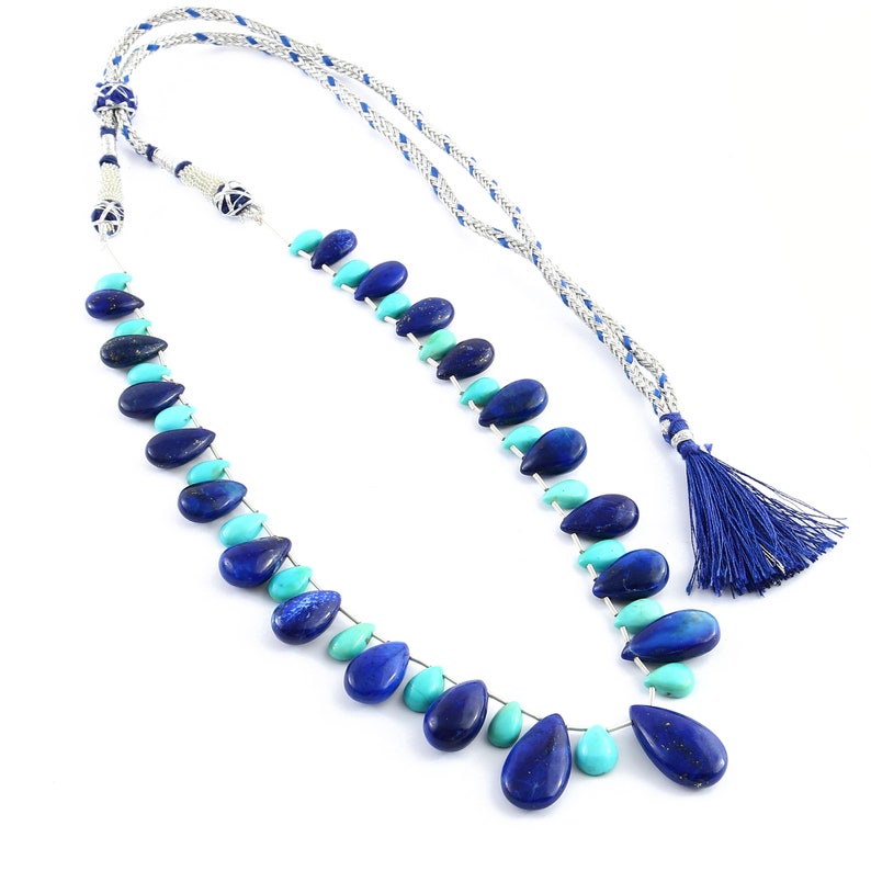 Unique Jewelry shops | AAA+ Quality | Natural Turquoise/Lapis lazuli | Almonds Necklace | Jewelry | Smooth Gemstone | Designer Necklace k-2099