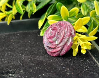 Certified Natural Ruby Rose Carving, Loose Gemstone for Jewelry Supplies (26x13mm)
