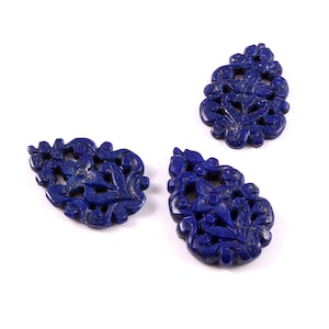 Lapis Lazuli carving layout gemstone beautiful hand carved 3 pcs. weight 87 cart. size 37x24x6 mm to 35x23x3 mm