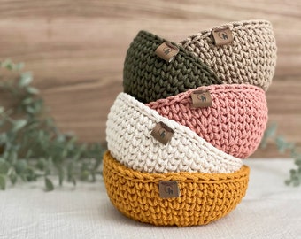 6" Flared Crochet Catchall - Cotton Trinket Bowl & Entryway Key Tray