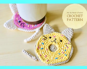 Crochet Cat Coaster Pattern PDF| Kitty Mug Rug| Kid friendly| Housewarming Gift| Kawaii Kitchen Decor| Amigurumi Coaster| Gift for Cat Lover