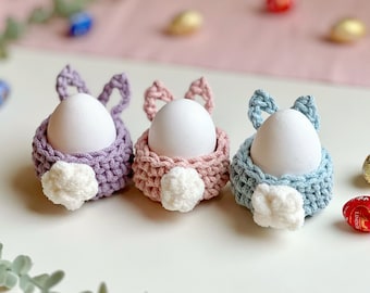 Set of 3 Easter Egg Basket | Single/Mixed Color| Minimalist Easter Bunny Decor | Spring Home Decor | Crocheted Egg Cozies | Pastel Color