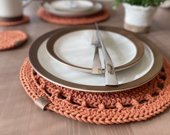 Crochet Round Placemat (1 piece)| Knit Table Linen| Minimalist Kitchen Decor| Table Centerpiece| Modern Farmhouse Home Decor