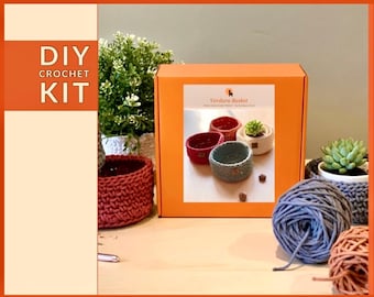 Crochet KIT: 2 Small Storage Basket Set | Minimalist Modern Home Decor | Multi-purpose Organizer | Crochet Pattern n Video| Craft Lover Gift