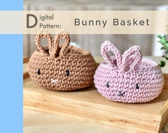 Crochet PATTERN: Bunny Basket | Instant Download PDF | Spring Easter Home Decor | Bunny Treats Bowl | Easter Planter Cozy | Easter Basket