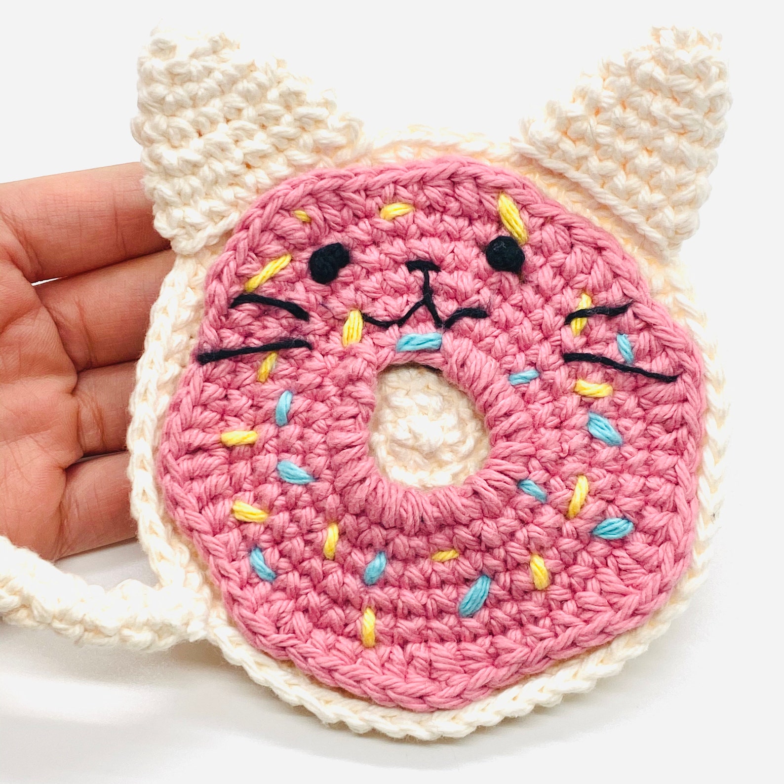 Crochet Cat Coaster Pattern PDF Kitty Mug Rug Kid friendly Etsy