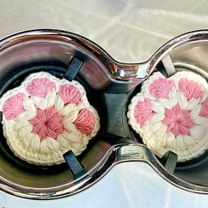 Paw Print Car Coasters, Set of 2 | Hand-crocheted | 100% Cotton | Cute Car Decor | Pet Lovers Gift | PAW-sitive Vibes in your ride!