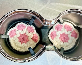 Paw Print Car Coasters, Set of 2 | Hand-crocheted | 100% Cotton | Cute Car Decor | Pet Lovers Gift | PAW-sitive Vibes in your ride!