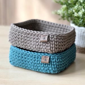 Crochet PATTERN: Square Basket Instant Download PDF Minimalist Modern Home Decor Multipurpose Organizer for Entryway, Bathroom, Pantry image 7