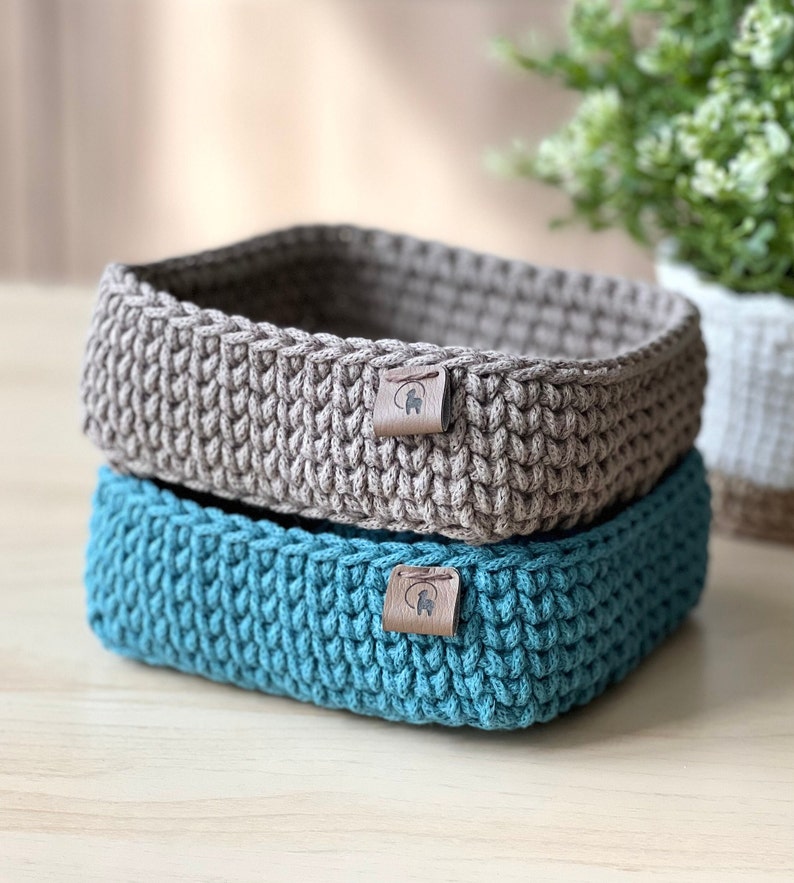 Crochet PATTERN: Square Basket Instant Download PDF Minimalist Modern Home Decor Multipurpose Organizer for Entryway, Bathroom, Pantry image 7