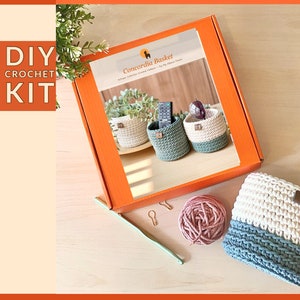 Crochet KIT: Concordia Basket | Customizable Color Combo | Minimalist Modern Home Decor | Multi-purpose Organizer | Craft Lover Gift Set