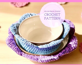 Crochet Bowl Cozy Pattern- Blossom Bowl Cozy | 2 sizes in 1 | Easy Crochet Pattern| Spring Kitchen Decor| Bowl Hugger| Microwavable Cozy