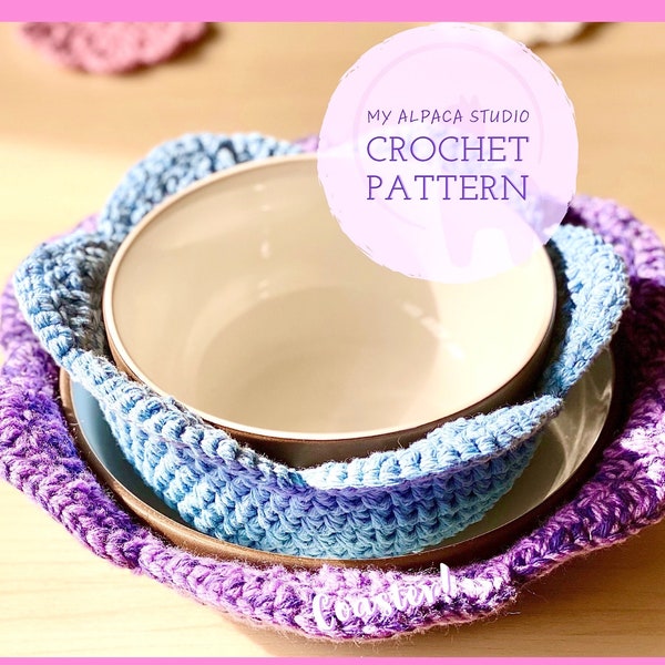 Crochet Bowl Cozy Pattern- Blossom Bowl Cozy | 2 sizes in 1 | Easy Crochet Pattern| Spring Kitchen Decor| Bowl Hugger| Microwavable Cozy
