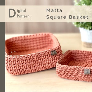 Crochet PATTERN: Square Basket Instant Download PDF Minimalist Modern Home Decor Multipurpose Organizer for Entryway, Bathroom, Pantry image 1