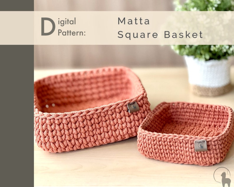 Crochet PATTERN: Square Basket Instant Download PDF Minimalist Modern Home Decor Multipurpose Organizer for Entryway, Bathroom, Pantry image 1