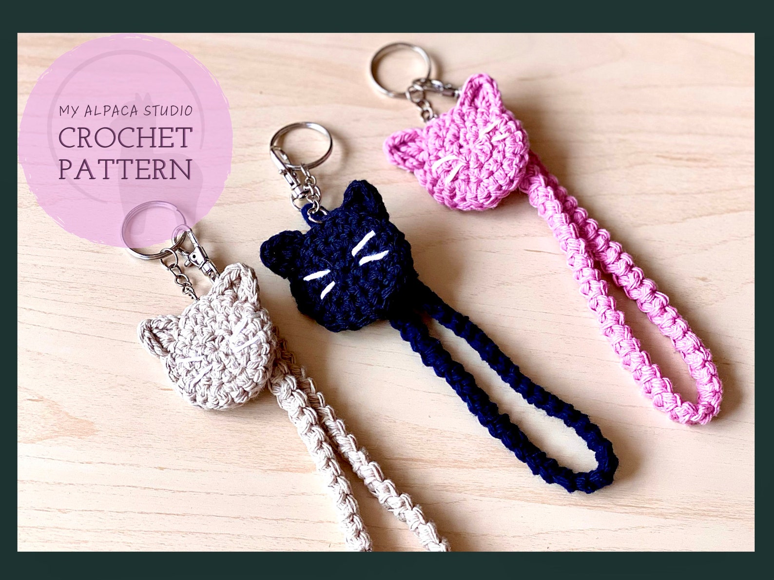Crochet PATTERN Cat Keychain Wristlet Instant Download PDF Etsy