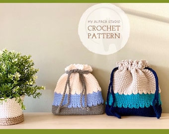 Crochet PATTERN: Minimalist Drawstring Pouch| Trinket Bag| Cosmetic Pouch| Purse Organizer| Spring Flower Pouch| Handmade Gift for mom