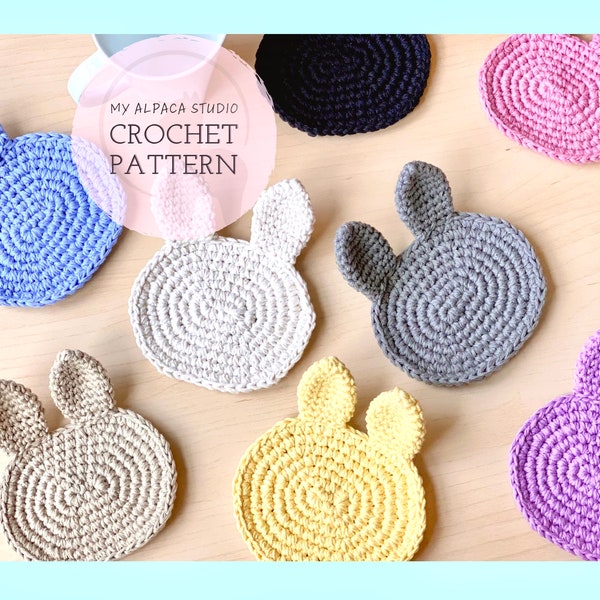 Crochet PATTERN: Minimalist Bunny Coaster| Easter Table Decor|Instant Download PDF| Rabbit Mug Rug| DIY Amigurumi Coaster| Bunny Lover Gift