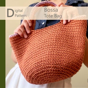Crochet PATTERN: Bossa Tote Bag | Instant Download PDF| Crochet Elbow Purse| Minimalist Handheld Market Bag| Scandinavian Bag| Boho Tote Bag