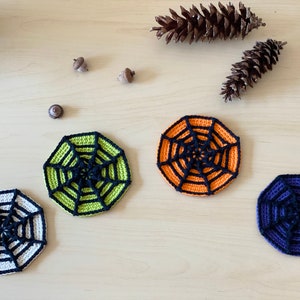 Crochet PATTERN: Halloween Spider Web Coasters DIY Halloween Table Decor Spooky Home Decor Crochet Doilies Crochet Halloween image 7