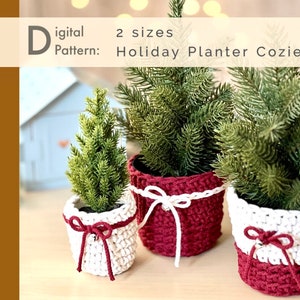 Crochet PATTERN: Holiday Planter Cozy 2 sizes | Instant Download PDF| Modern Festive Home Decor| Crochet Christmas| Quick Easy Handmade Gift