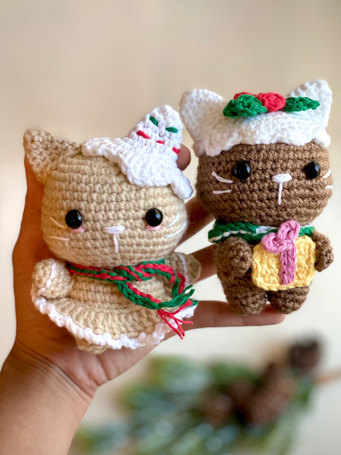 Crochet PATTERN: Christmas Cat Plushie Amigurumi Gingerbread | Etsy