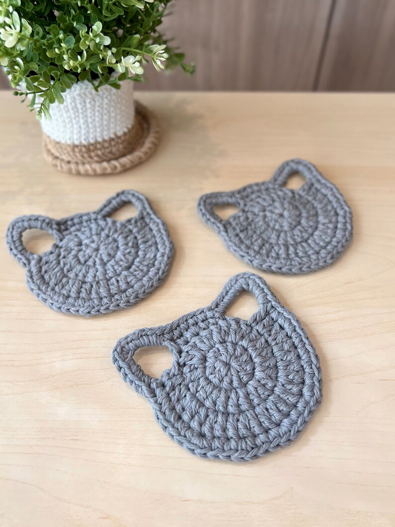 Cat Dish Scrubbies Set of 3 Hand-crocheted 100% Cotton Kitty Wash Cloth Cute Kitchen Linen Cat Lovers Gift Housewarming Gift image 7