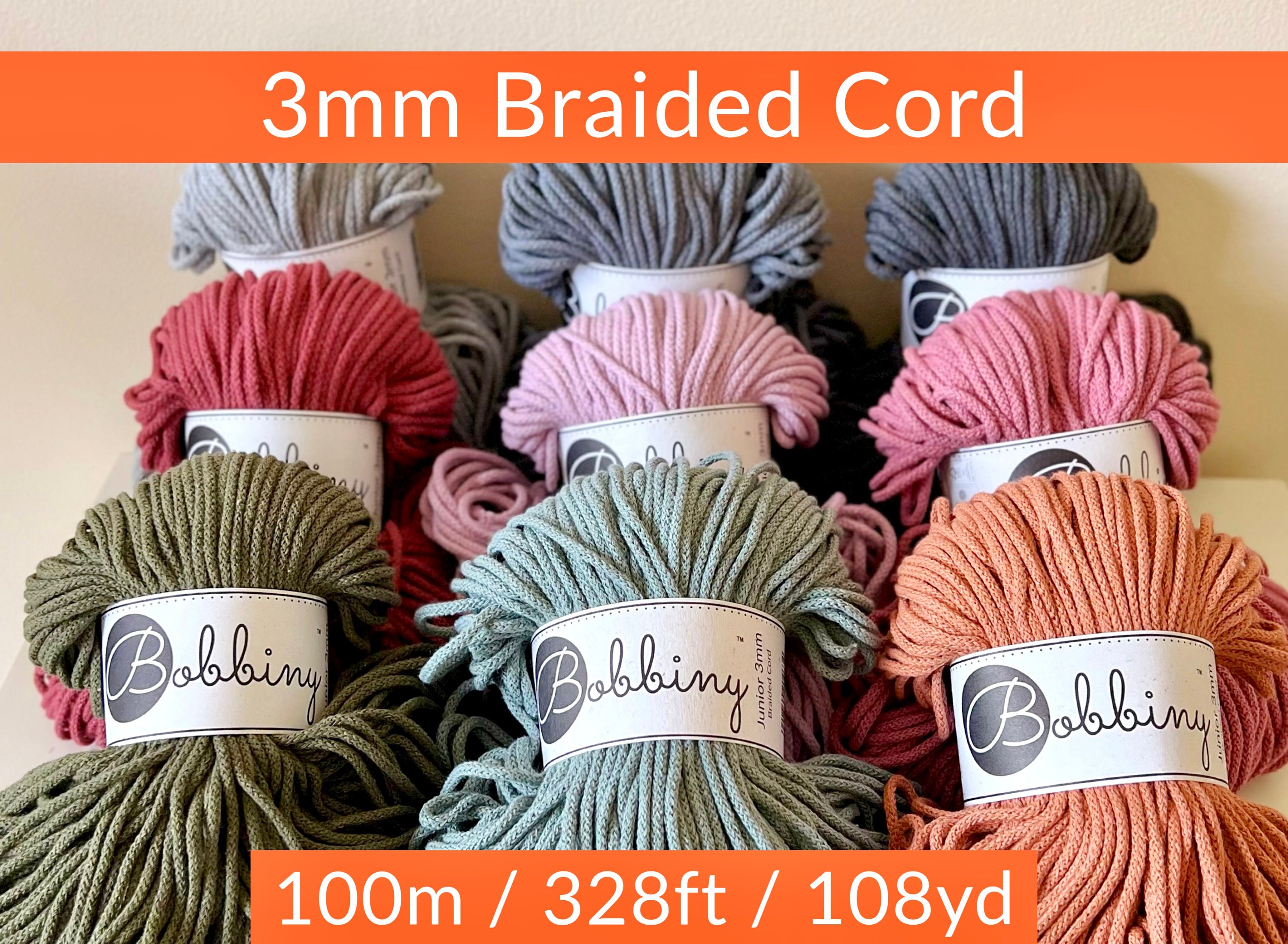 Pink 3mm Cotton Macrame Cord - 325ft Thin Rope for Crafts