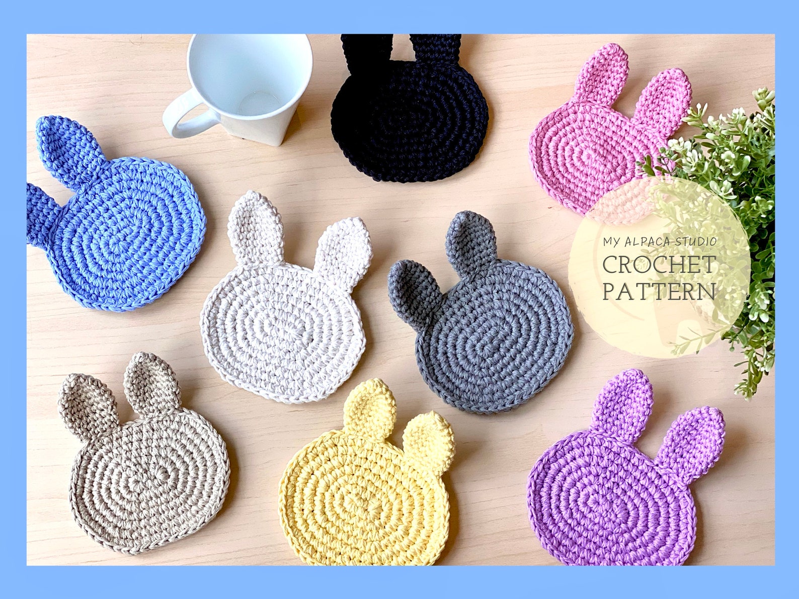 Crochet PATTERN Minimalist Bunny Coaster Instant Download Etsy New