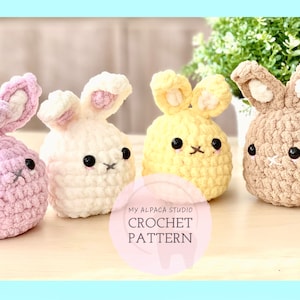 Crochet Bunny Plushie PATTERN: Fluffy Lil Bunny (ENG) | Quick & Easy Blanket Yarn Plush Toy| Easter Handmade| Kawaii Chibi Stuffed Animal