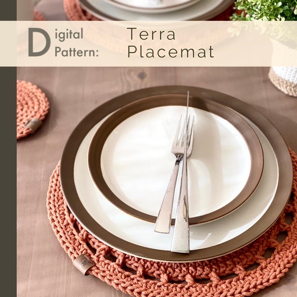 Crochet PATTERN— Round Placemat ⪼ Terra | Instant Download PDF| Crochet Table Linens | Farmhouse Kitchen Decor| Minimalist Modern Home Decor