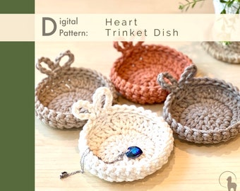 Crochet PATTERN: Trinket Dish | Round Ring Dish | Instant Download PDF | Handmade Gift| Nightstand Organizer for Jewelry, Hair Ties, Rings