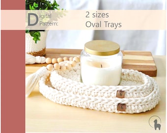 Crochet Pattern: Oval Trays in 2 sizes, Sustainable Home organizer