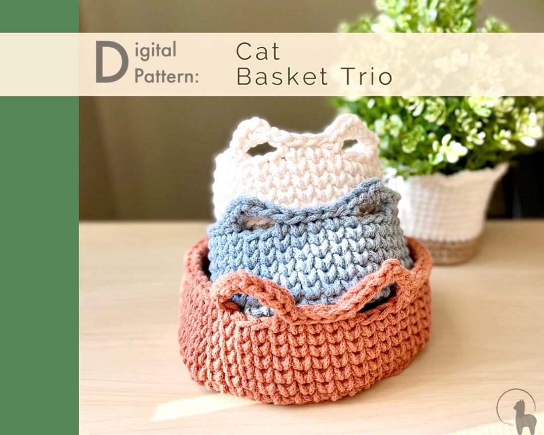 Crochet PATTERN Cat Basket Set Instant Download PDF Minimalist Modern