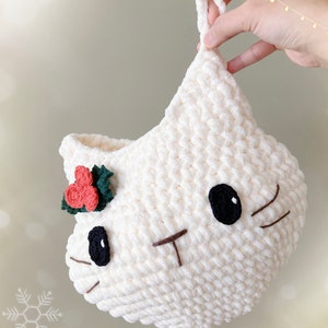 Crochet PATTERN: Christmas Cat Stocking Cute Christmas Decor for Cat Lovers Holiday Gift Idea Stocking for Pet Quick n Easy image 4