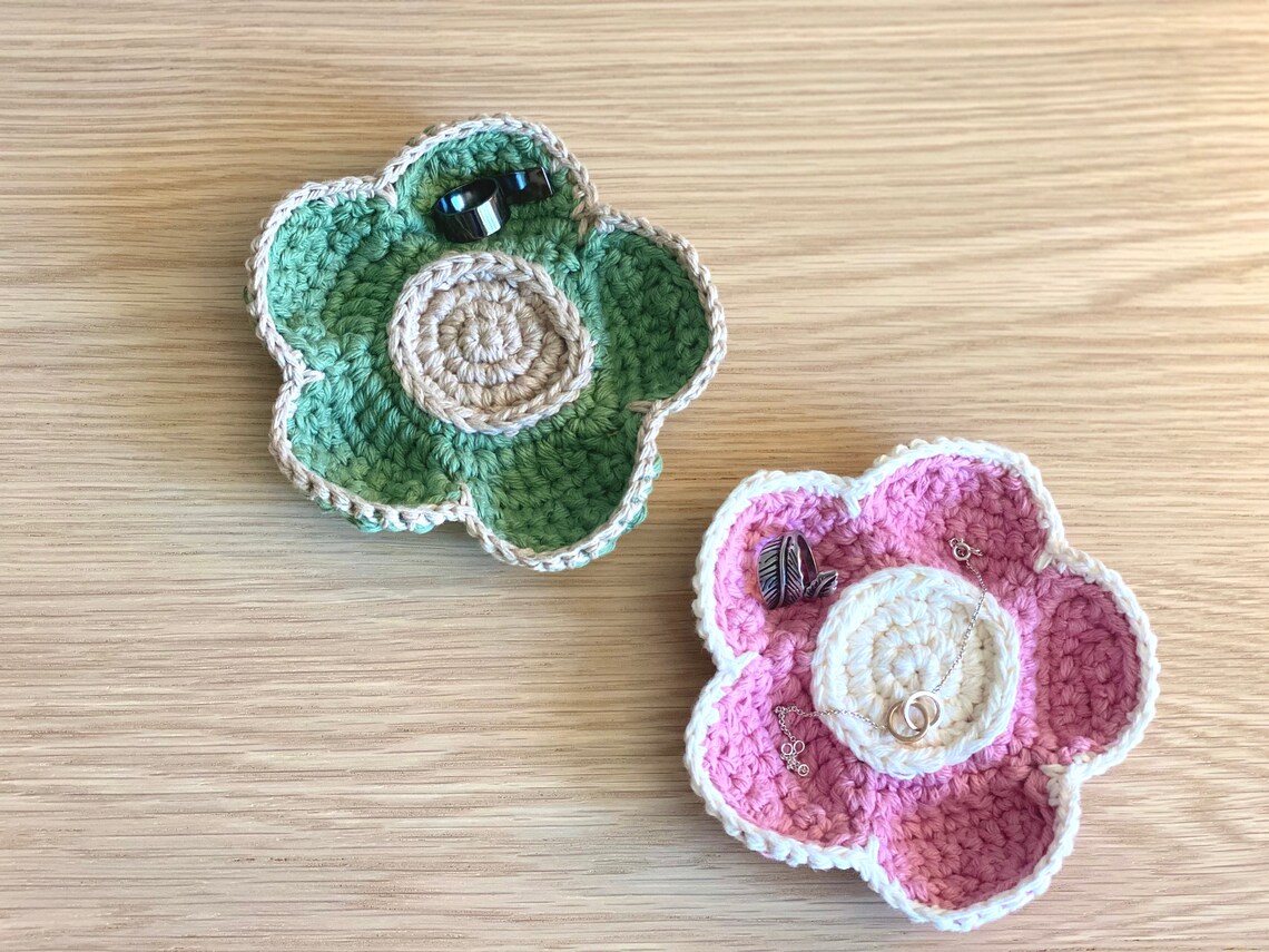 Crochet PATTERN: Flower Ring Dish Jewelry Organizer Summer | Etsy